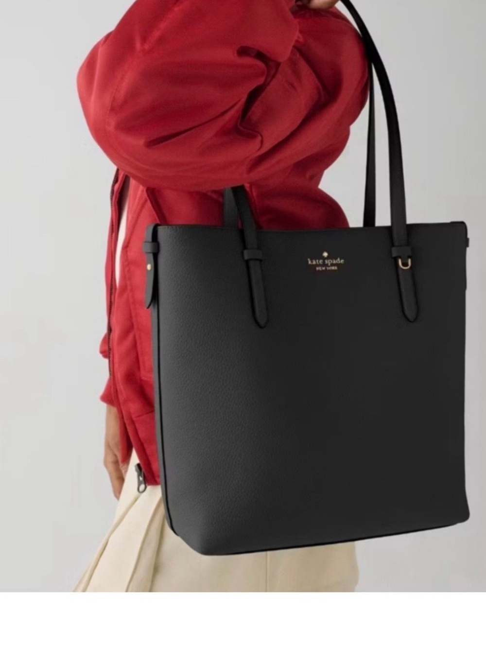 New Pebbled Leather Kate Spade Black Shoulder Tote KN188